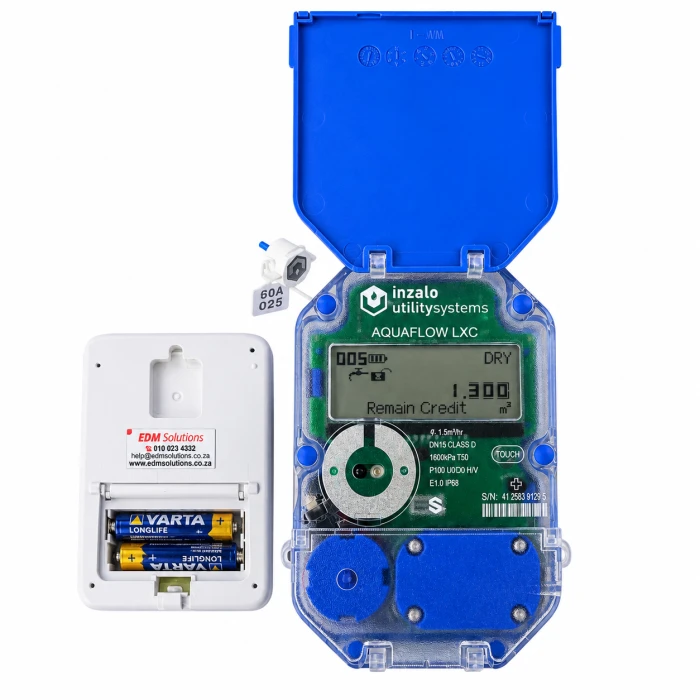 Inzalo AquaFlow LXC ultrasonic smart STS prepaid water meter with customer interface unit